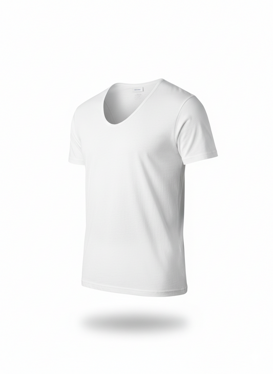 White T-shirt d’intérieur – Col en V (100% coton)